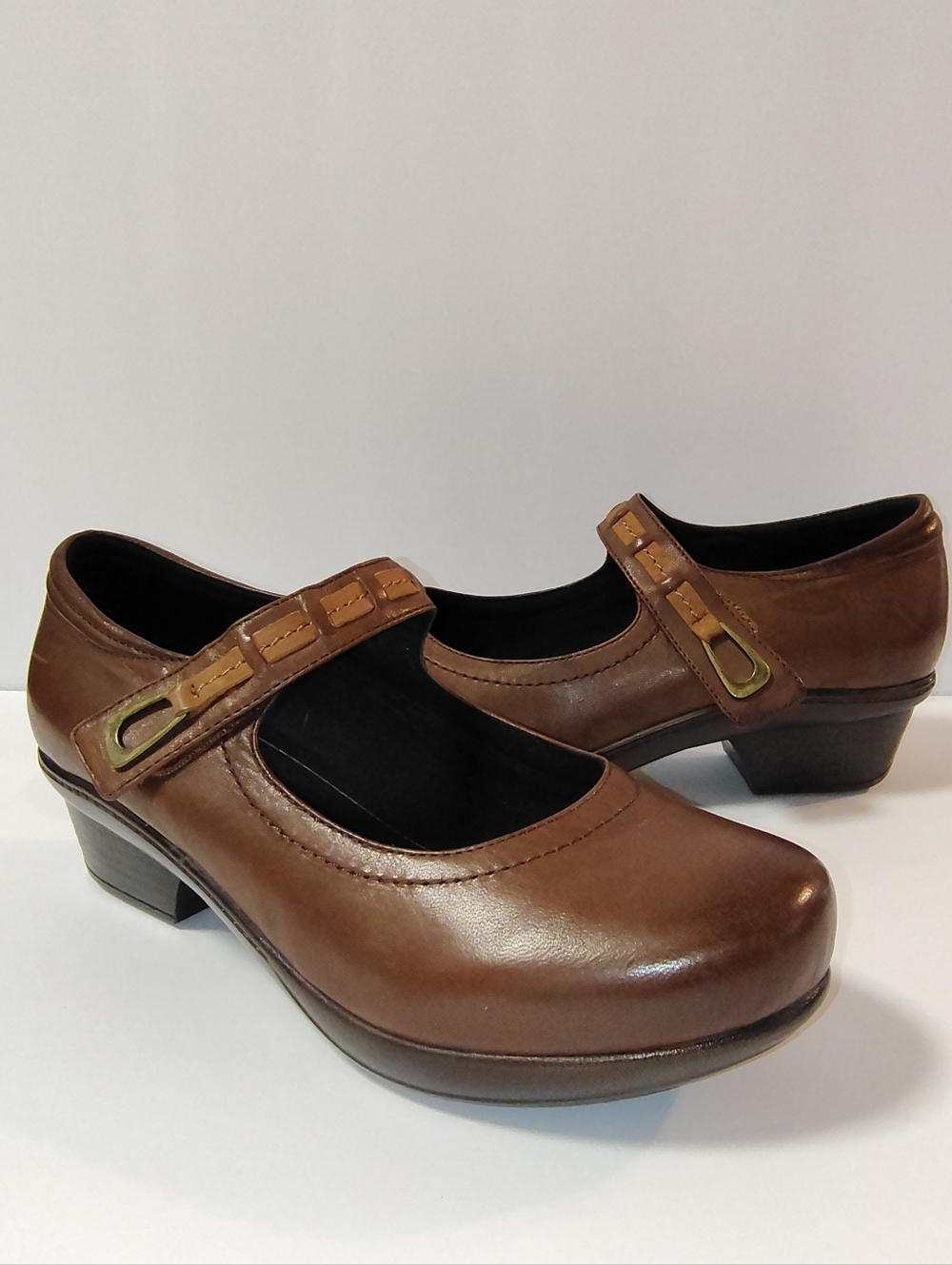 Abeo 24/7 Candace Mary Jane Leather Orthotic Comfort Pumps Clogs Brown 7.5